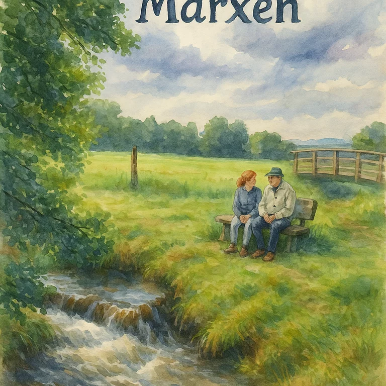 Die Harmonie von Landschaft und Bauten kann der Besucher nicht nur auf Marxens zentralem Platz bewundern. Der Waldfriedhof mit seiner Reetdach-Friedhofskapelle sucht seinesgleichen, und wer am Friedhof weiterläuft, gelangt in das ortsnahe Waldgebiet um den Süldsberg. Foto Collage