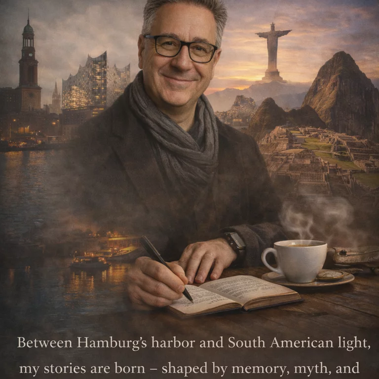 Between Hamburg’s harbor and Mediterranean light, my stories are born – shaped by memory, myth, and the voices of the sea.