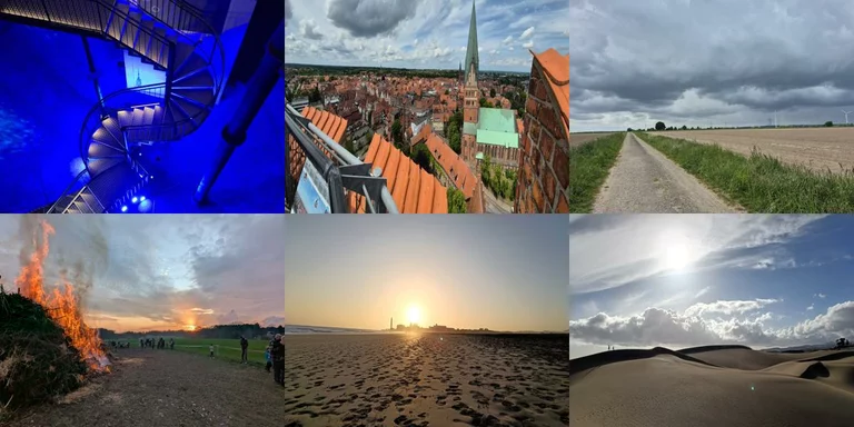 Schöne Foto Collage mit vielen Fotos von Gebäuden, Landschaften aus Lüneburg.