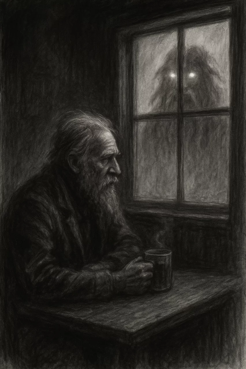 Dessin au fusain de mon œuvre Magic between Elbe qui n'a pas été utilisé.