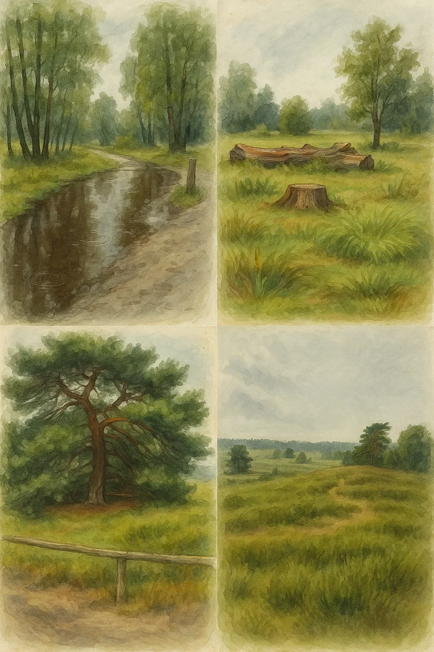 Wunderschöne Collage Landschaft Büsenbachtal Acryl