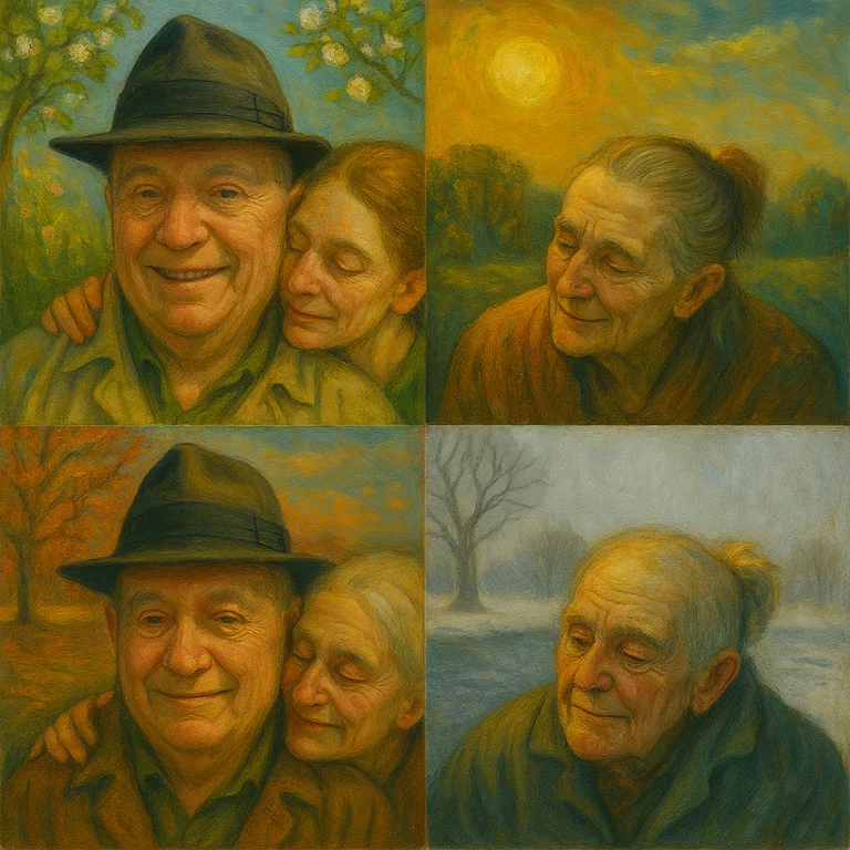 Die Jahreszeiten verändern sich auch das Lebensalter und das alter, die Liebe aber bleibt Collage der Veränderungen